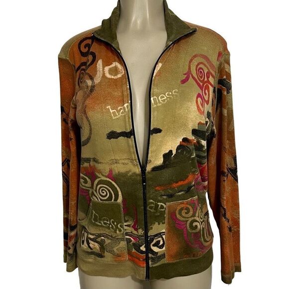 Chico's Full Zip Sweatshirt Women's Small (0) High Neck Collar Long Sleeveless $ - Picture 6 of 11